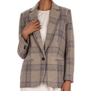 Ba&sh Leto Plaid Virgin wool Blazer in Sable size 1